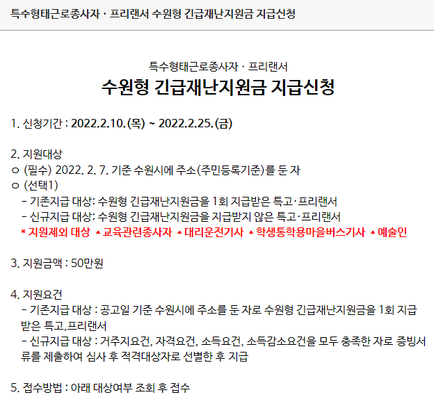 6차 재난지원금 수원시 신청