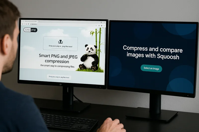 압축 전후 이미지 품질 비교 화면