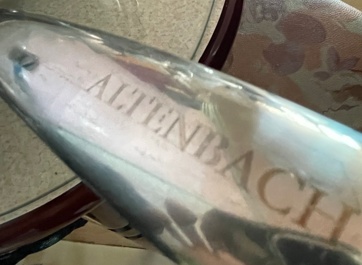 Altenbach Glanz 알텐바흐 글란츠 통5중 스텐316 후라이팬+웍+뚜껑 손잡이 각인 샷, 조금 지워지는 듯한 자연스러운 사용감
