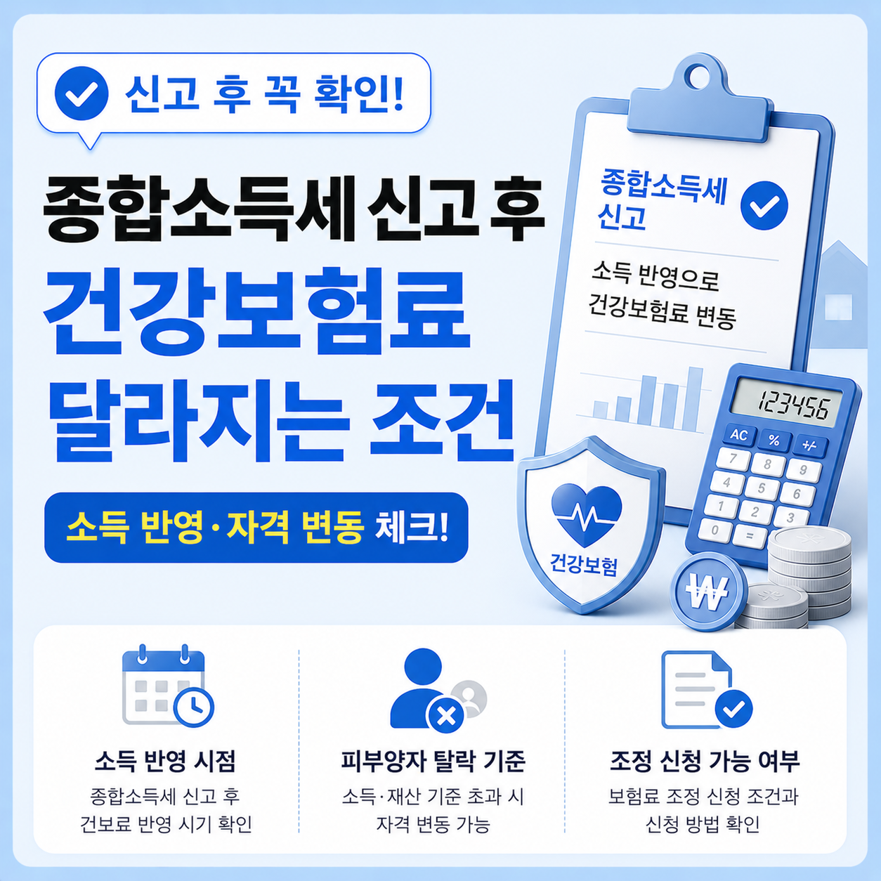 종합소득세 신고 후 건강보험료 달라지는 조건 확인