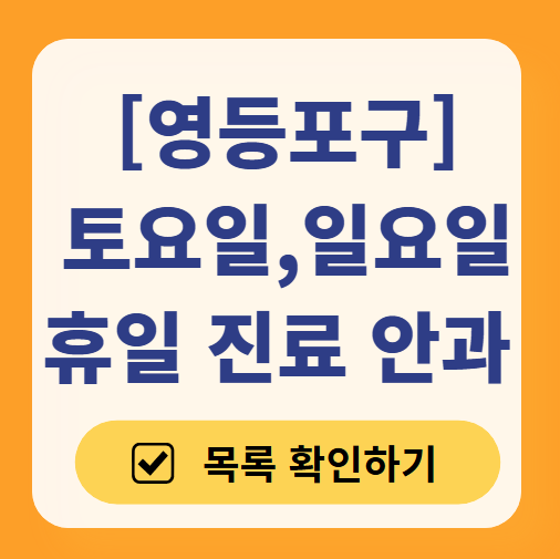 영등포구 일요일 문 여는 안과 목록 ❘ 토요일, 주말, 공휴일 진료 영업 병원 찾기