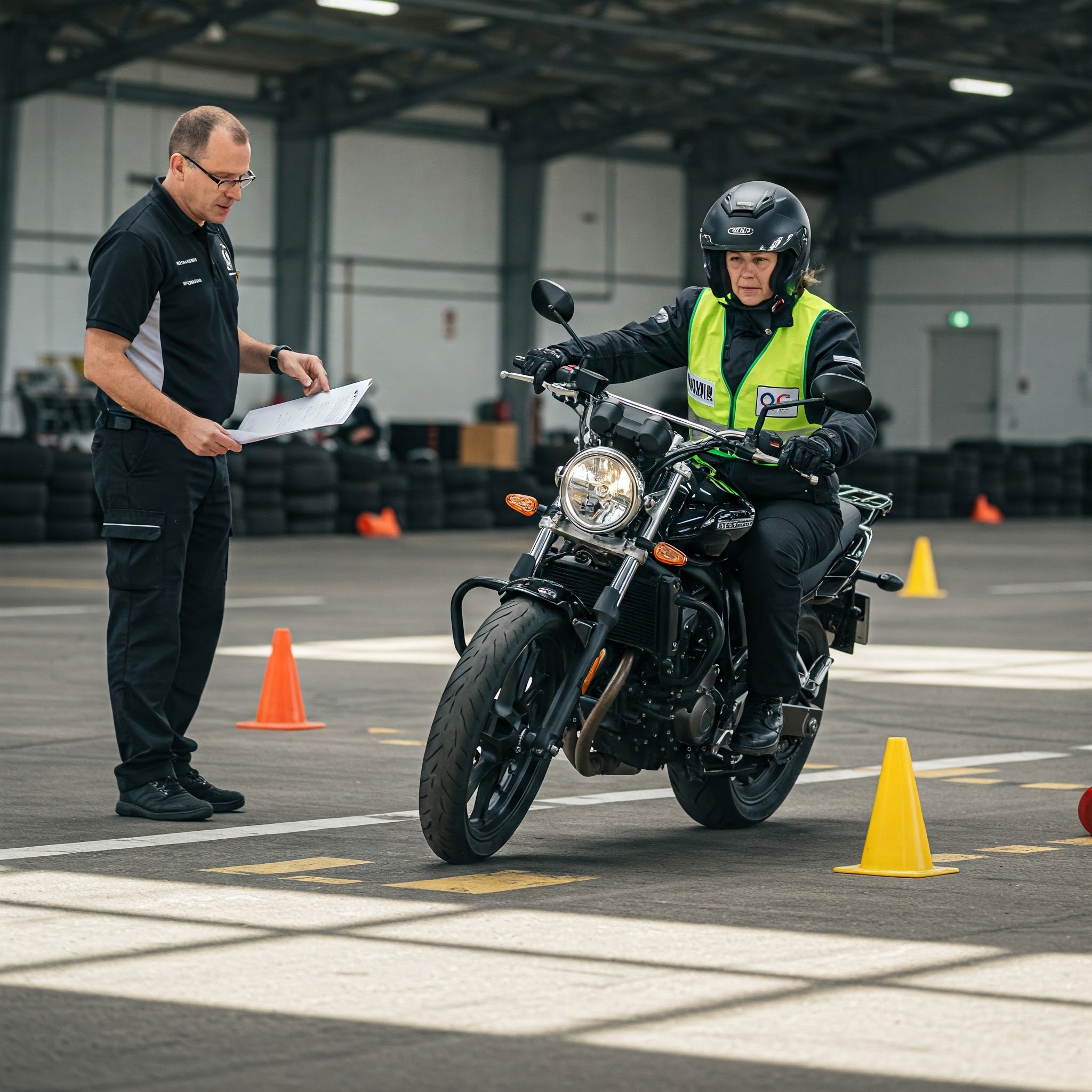 오토바이 면허 도전하는 여자 이미지