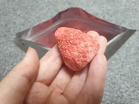 손에올린 딸기칩

