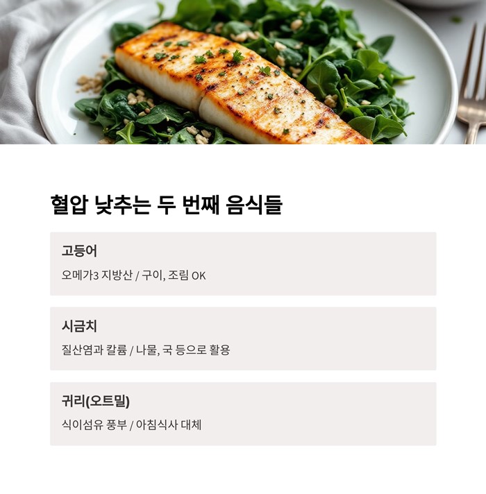 혈압 낮추는 음식 10가지와 효과적인 식습관 요약 이미지