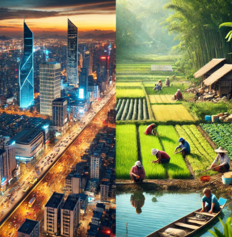 대도시vs농어촌 비교 사진