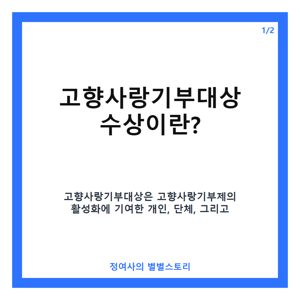 고향사랑기부대상 수상 지자체별 우수 사례와 지역경제 활성화 성과 분석 카드뉴스 1