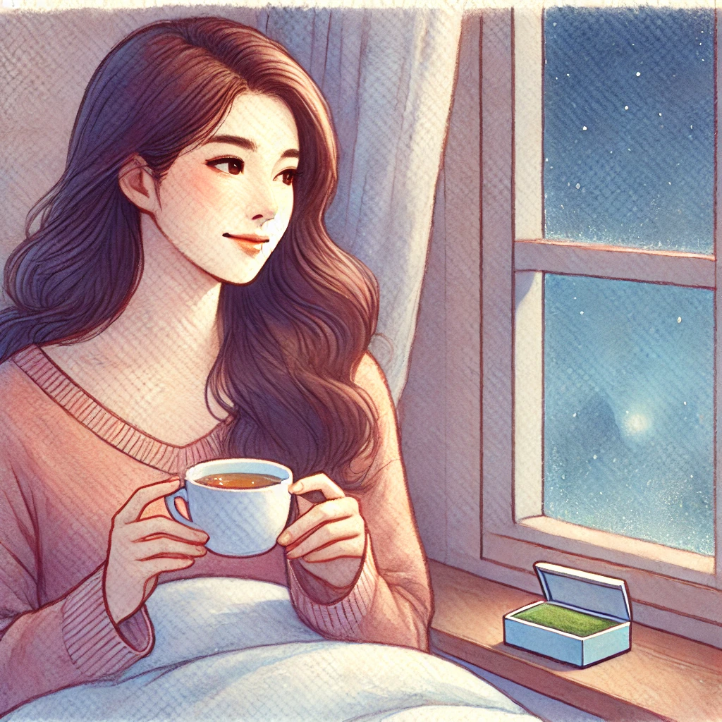 차를 마시며 릴렉스하는 여성