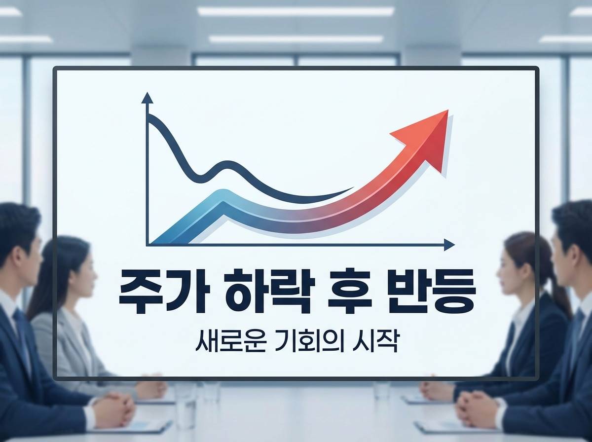 하락하던 주식 차트가 바닥을 다지며 서서히 고개를 드는 인포그래픽