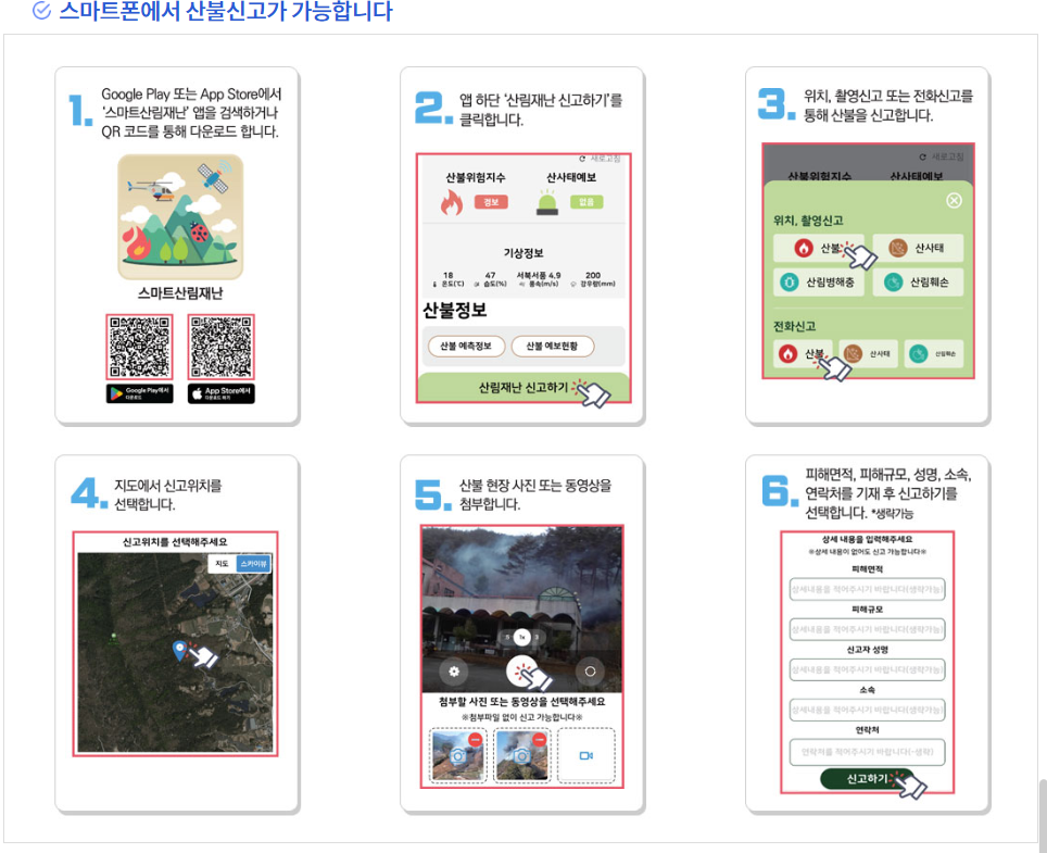 스마트폰을 통해서도 신고가 가능합니다.