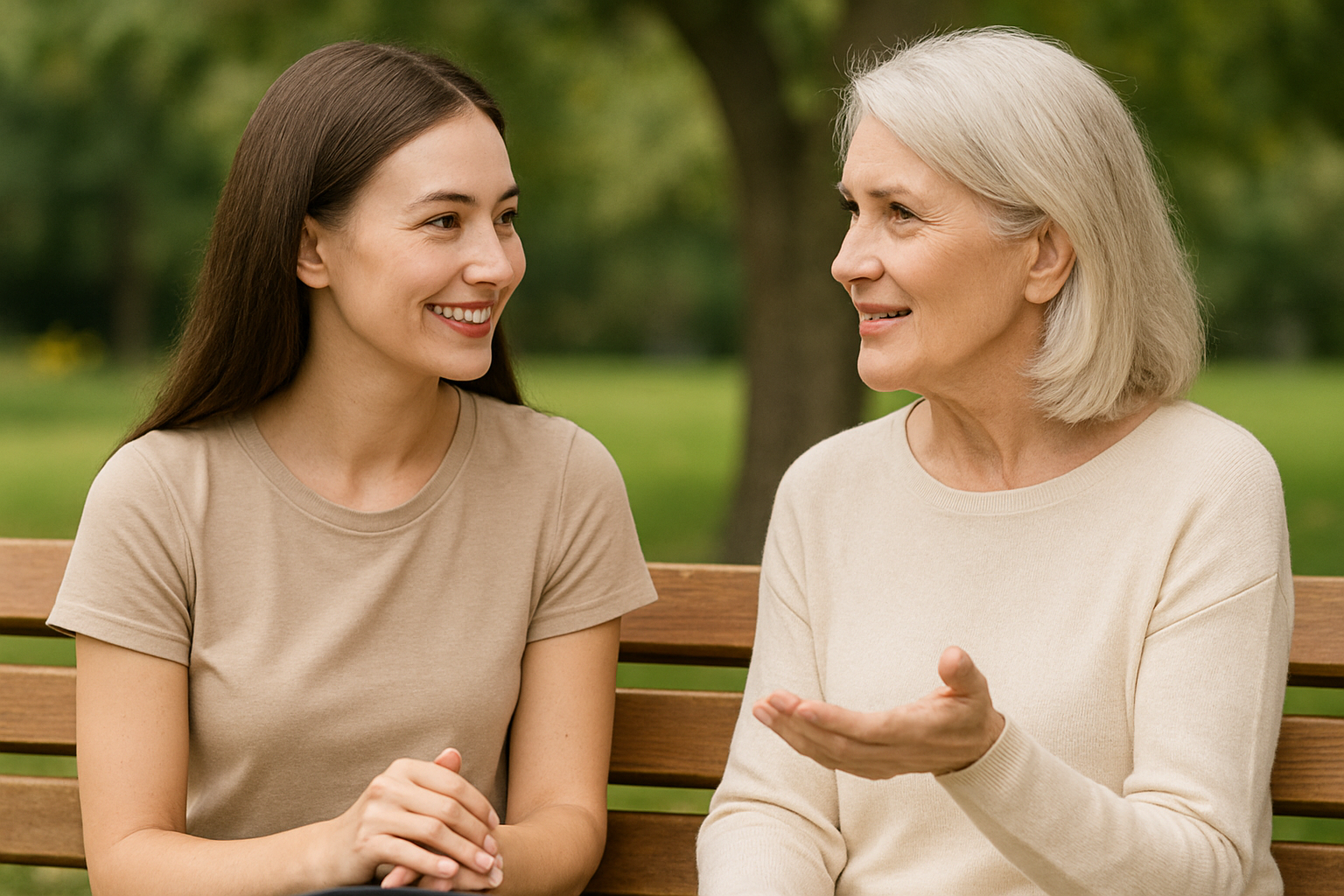 피부 콜라겐 감소로 젋은 여성과 중년여성의 피부 비교 이미지