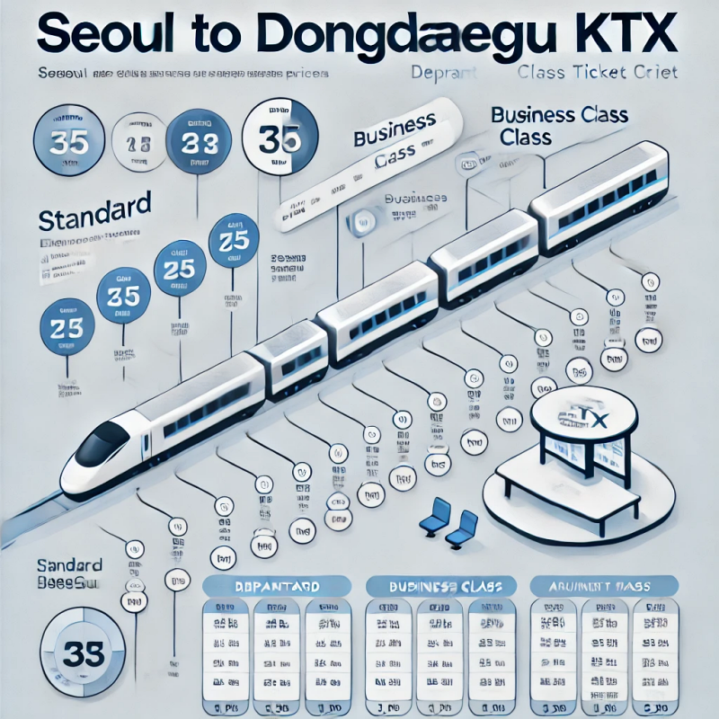 서울 &harr; 동대구 KTX 요금표
