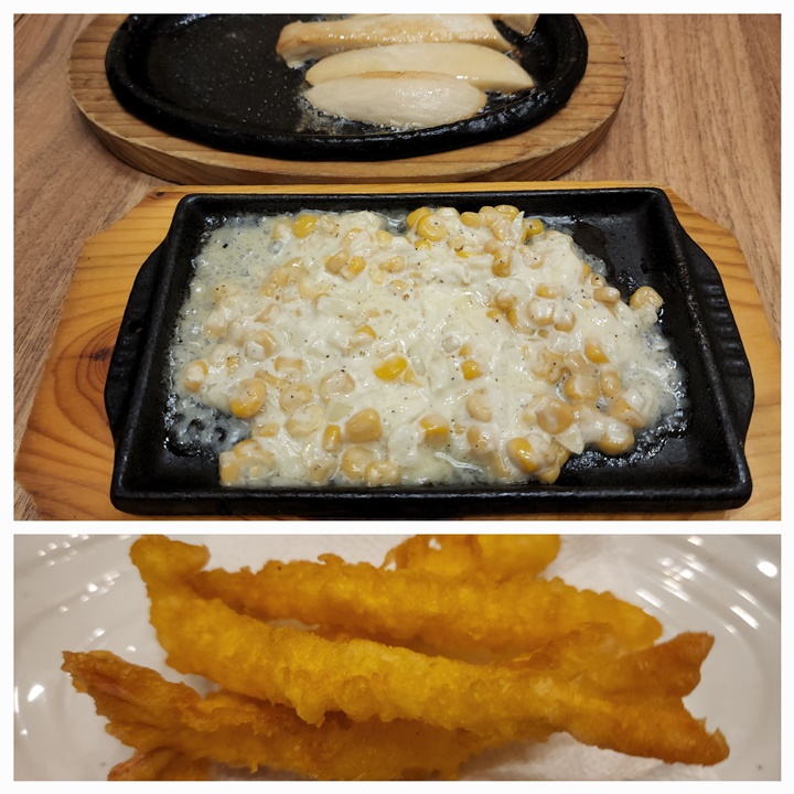 새우튀김과 콘치즈