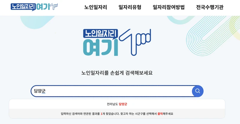 담양군-노인일자리여기-검색창