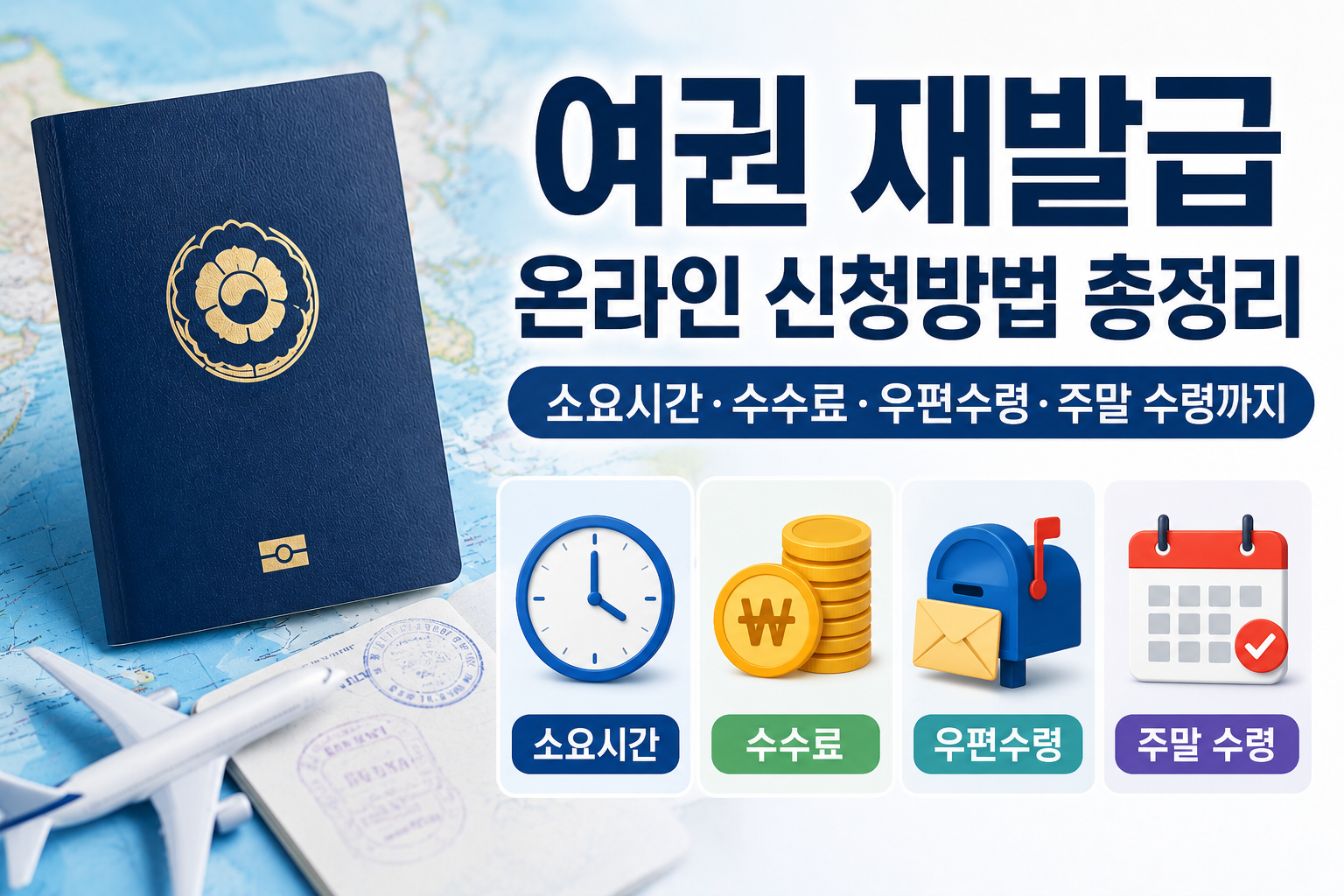 여권 재발급 온라인 신청방법 총정리|소요시간·수수료·우편수령·주말 수령까지 관련 사진