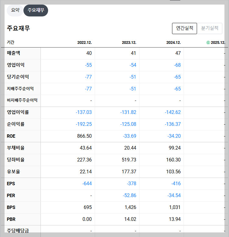 스마트레이더시스템 재무 지표