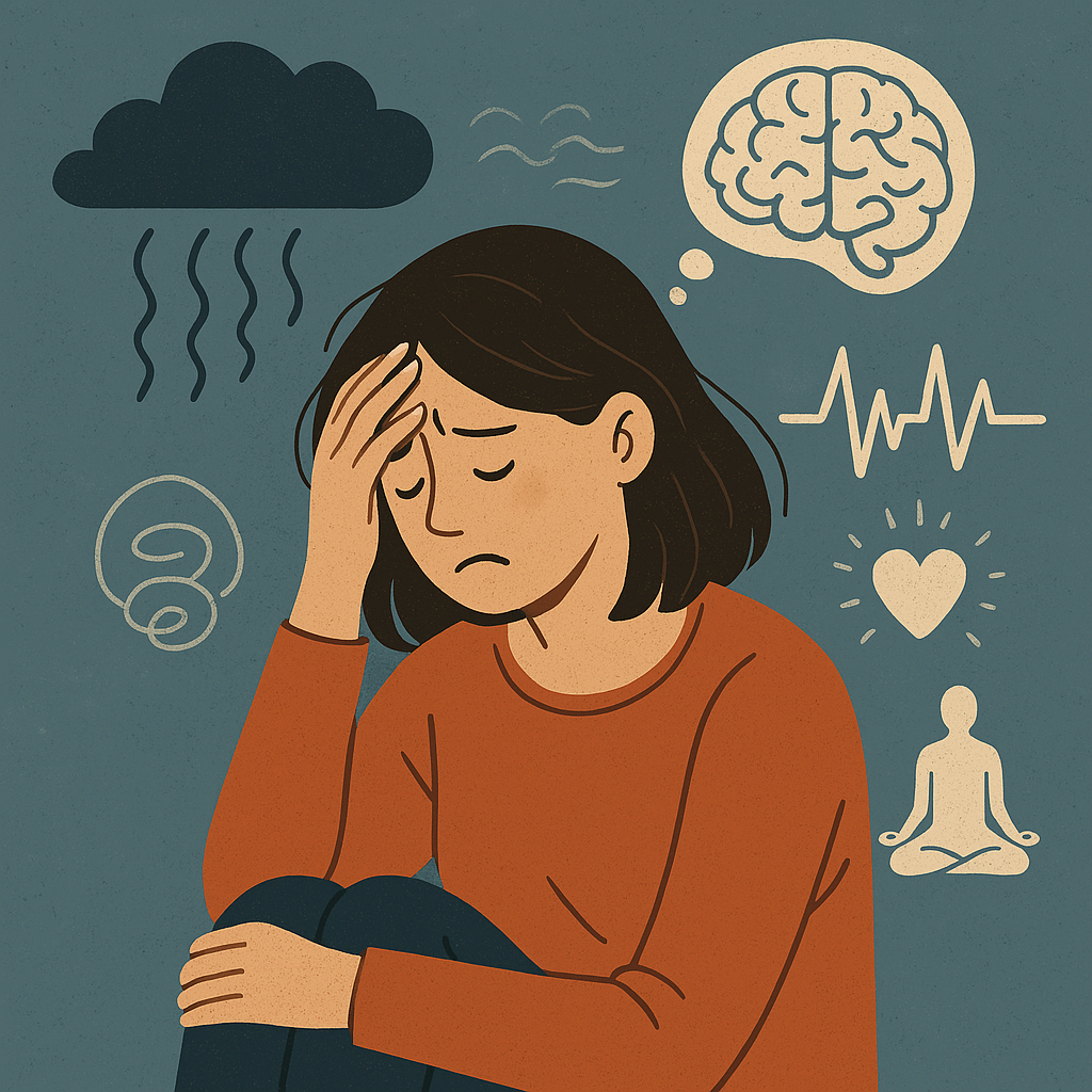 불안한 마음에 고심하고 있는 여성