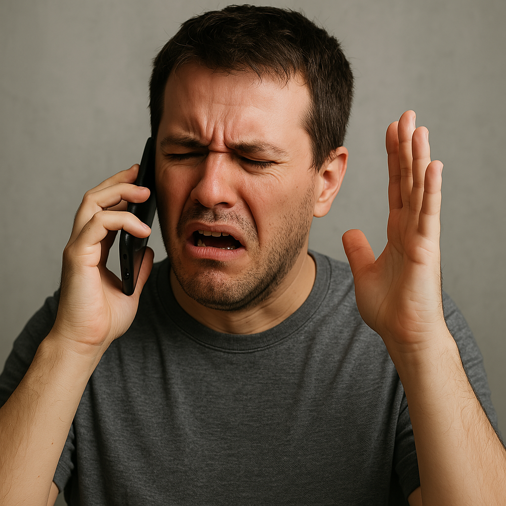 전화 받고 짜증난 남자