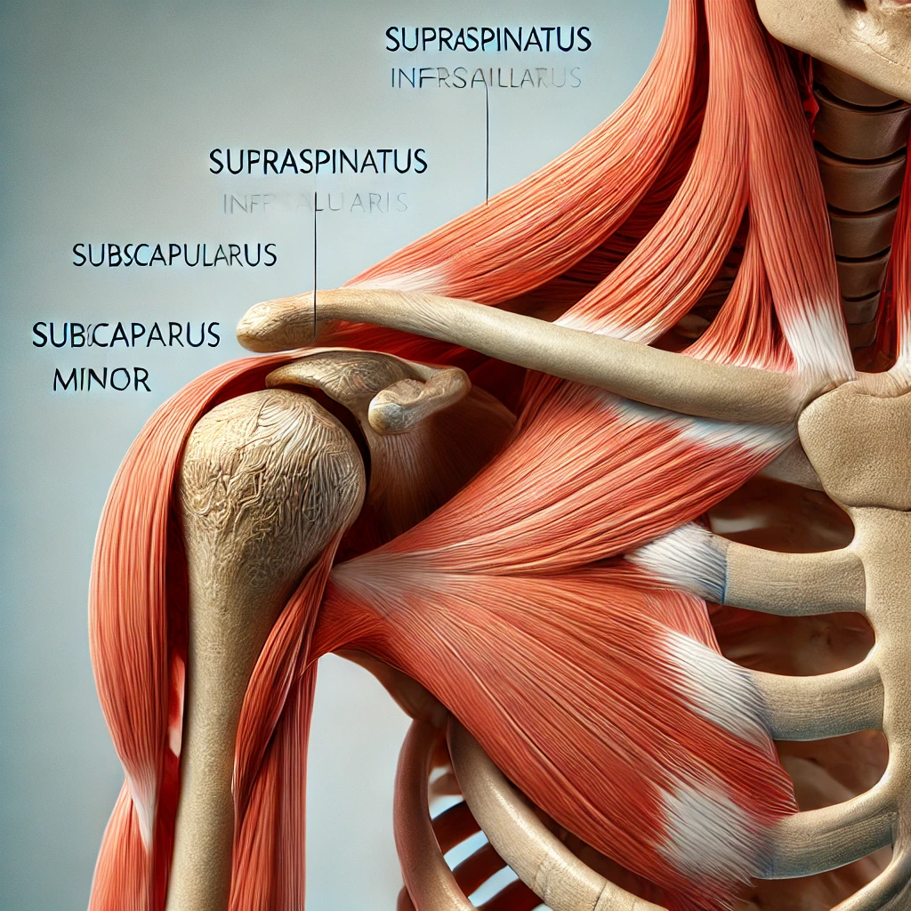 어깨의 뼈와 근육의 형태를 나타내는 사진