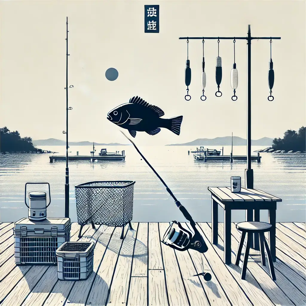 수도권에서 감성돔 낚시의 매력을 보여주는 일러스트.