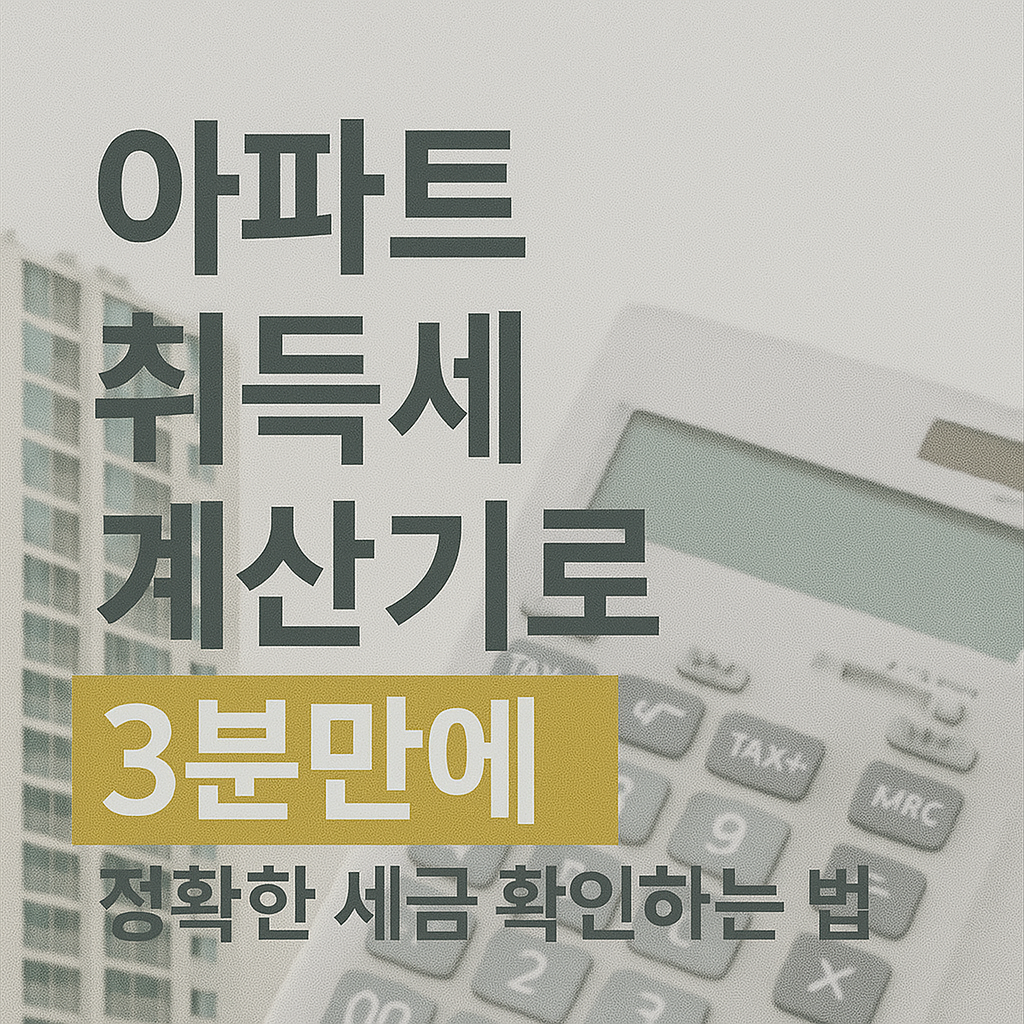 아파트 취득세 계산기로 3분만에 정확한 세금 확인하는 법