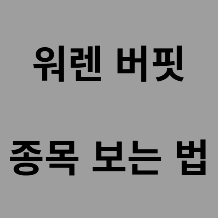 워렌 버핏 종목 보는 법