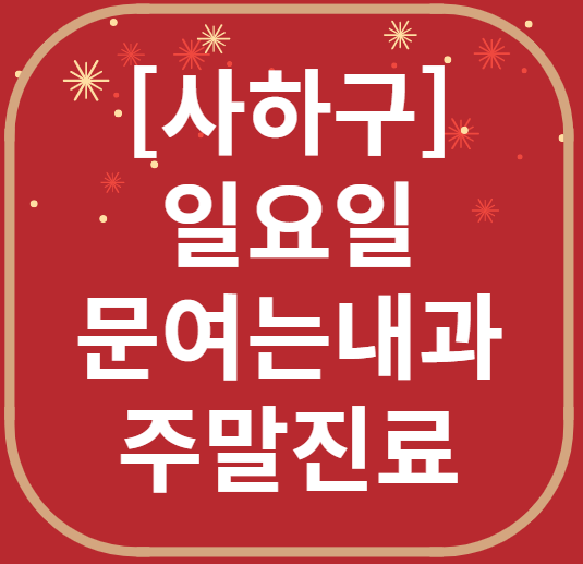 부산 사하구 일요일 문 여는 내과 리스트 ❘ 토요일 주말 야간진료 병원 찾기