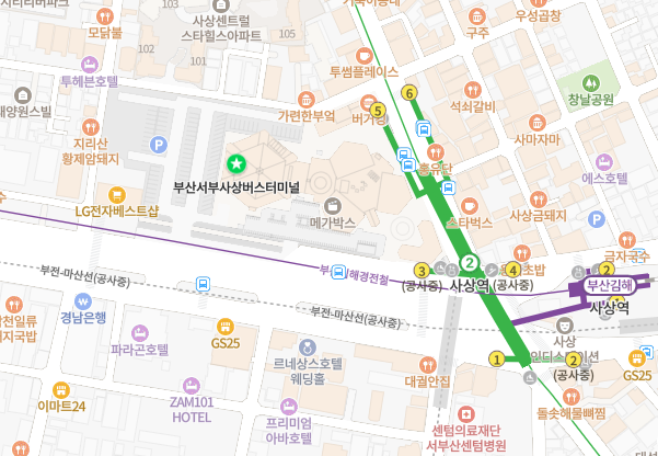 부산서부사상터미널 위치-지도