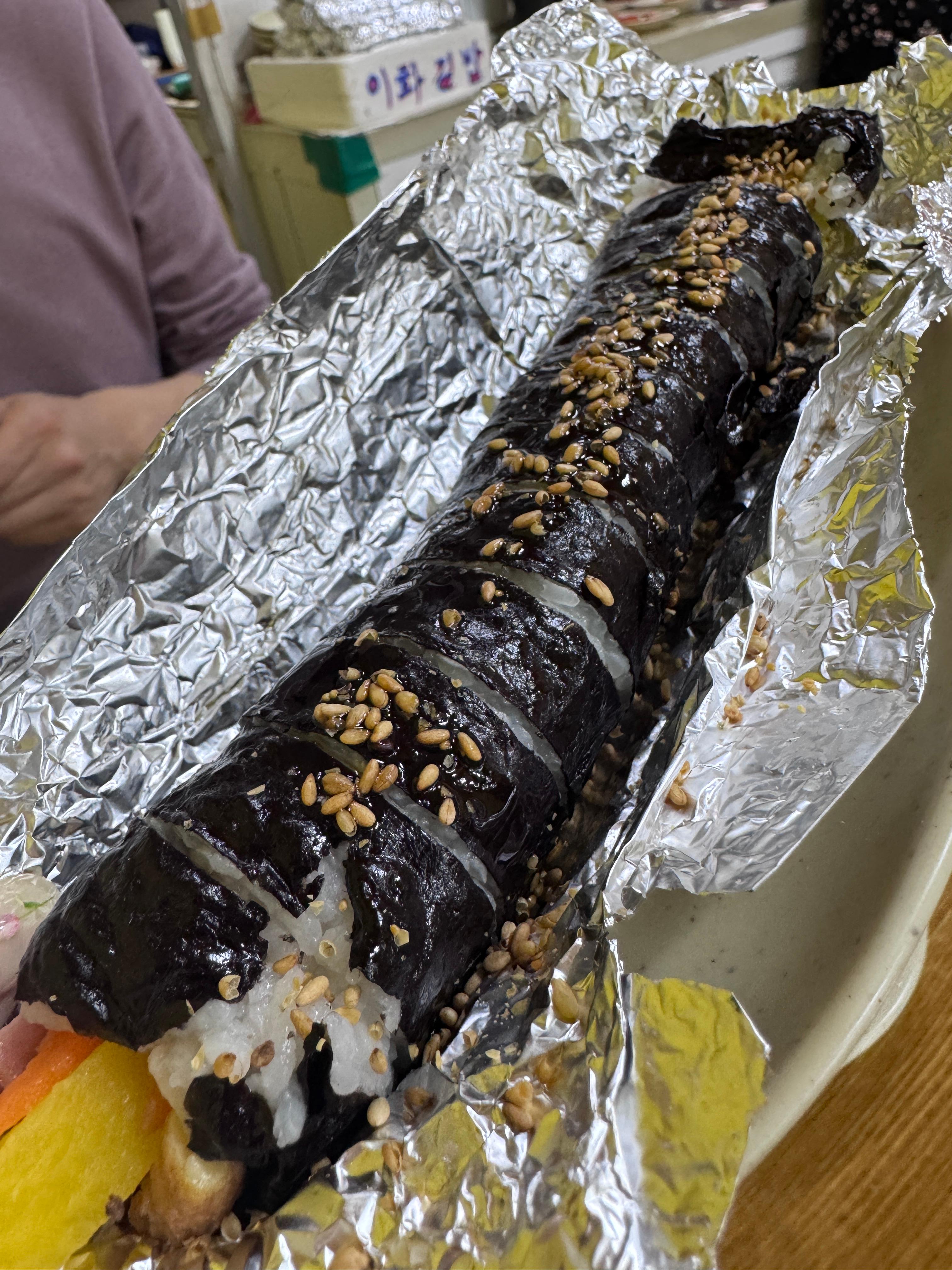 강릉중앙시장 이화국수 김밥 한 줄 2000원 메뉴 후기