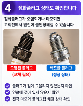 점화플러그 상태도 확인합니다