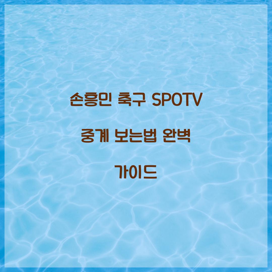 손흥민 축구 SPOTV 중계 보는법