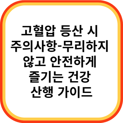 고혈압 등산 시 주의사항-무리하지 않고 안전하게 즐기는 건강 산행 가이드