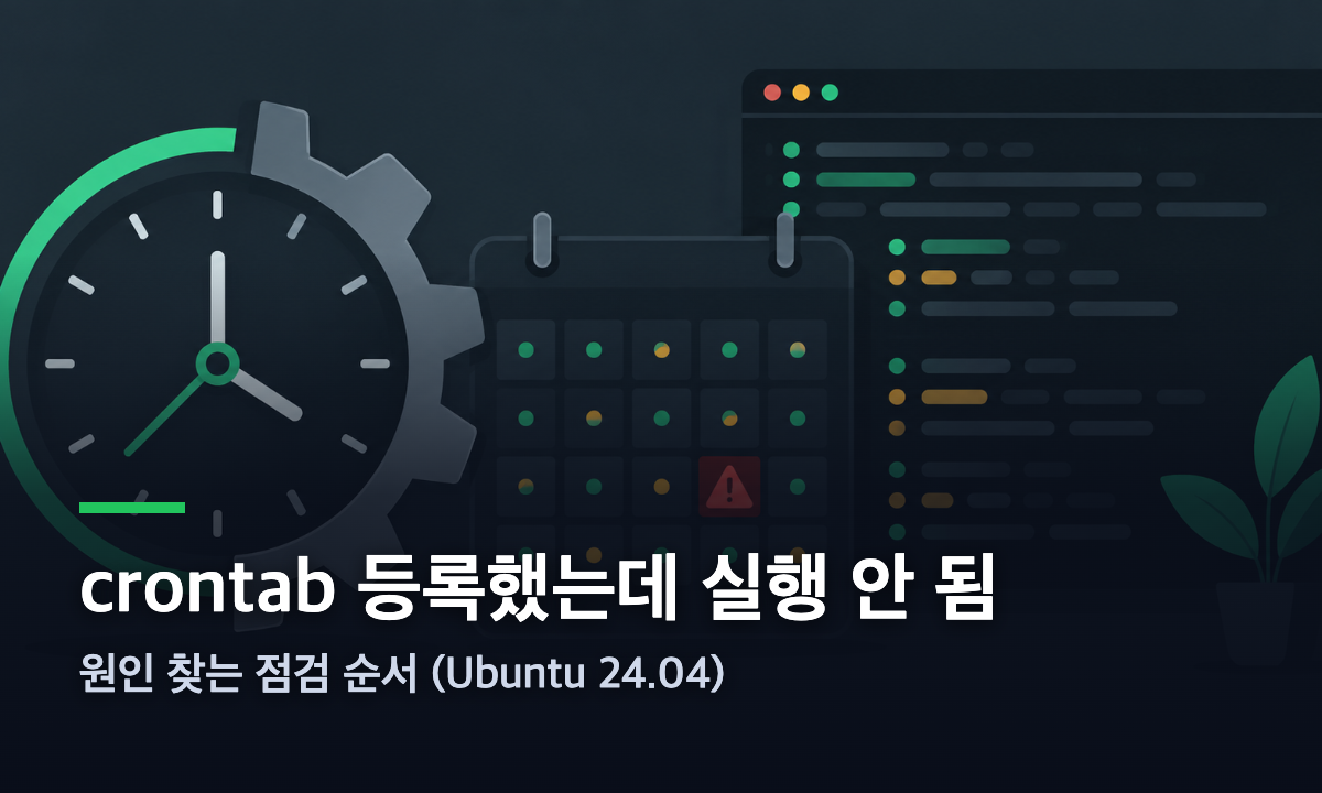 리눅스 crontab 등록했는데 실행 안 될 때 원인 점검 순서 Ubuntu 24.04 대표 이미지