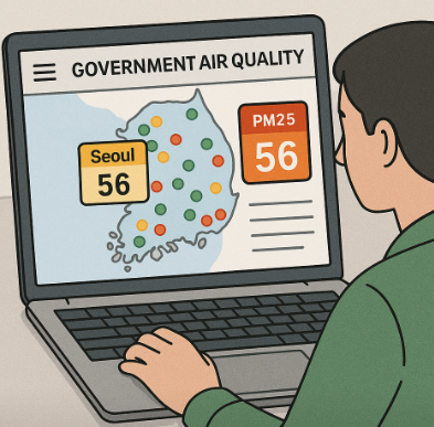 정부 미세먼지 웹사이트 사용 장면