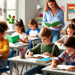 교실에서 아이들이 공부하는 모습