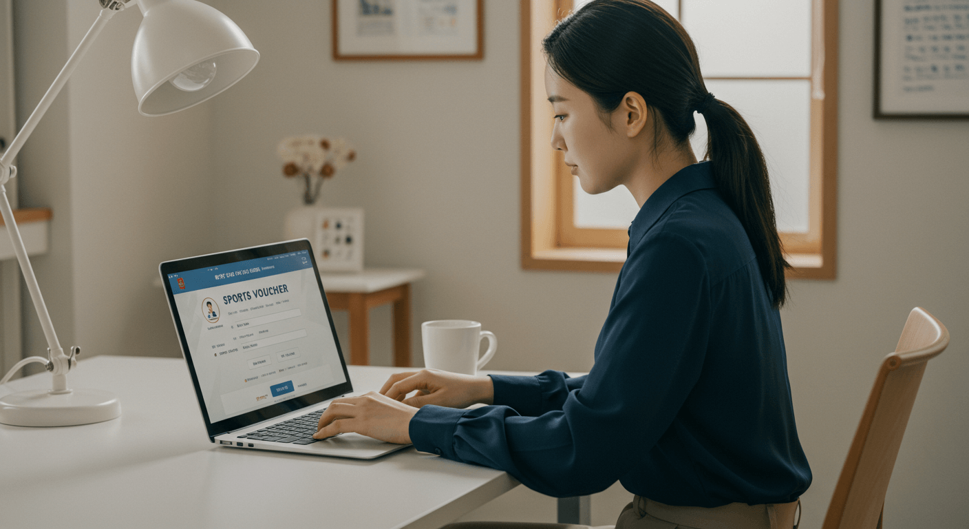 노트북으로 스포츠바우처 온라인 신청을 하는 장면 3