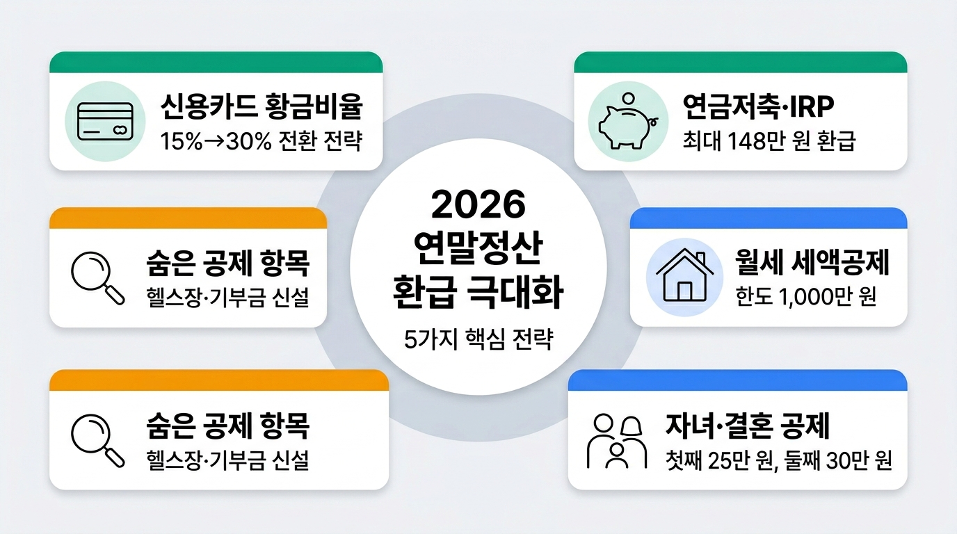 2026 연말정산 환급 극대화 5가지 전략 총정리 인포그래픽