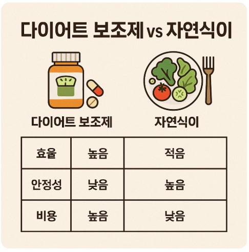 다이어트 보조제 VS 자연식이 이미지
