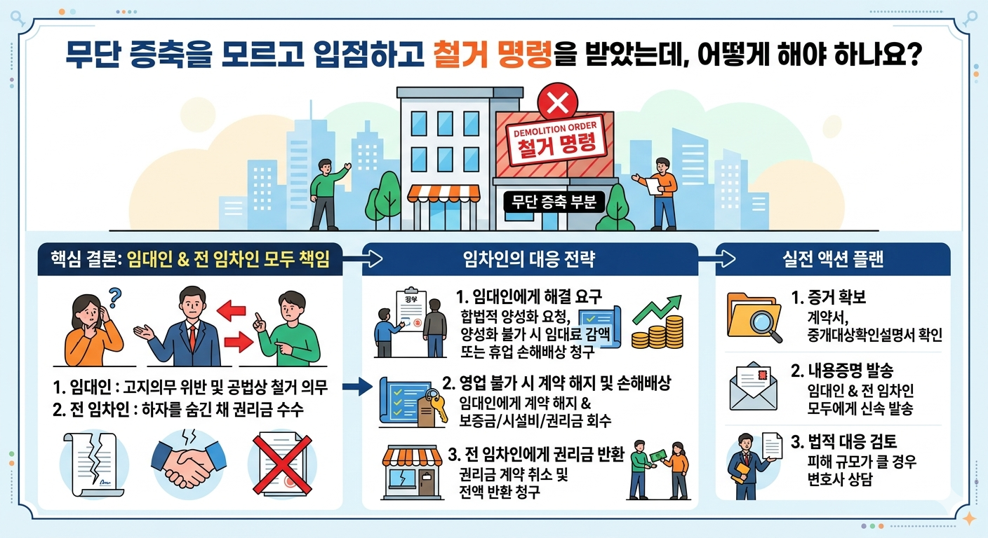 불법 증축 모르고 계약, 권리금도 줬는데? 은폐한 건물주와 전 세입자 탈탈 털어버리는 법적 무기 11가지!!