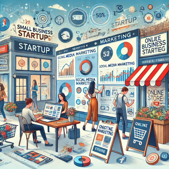 디지털과 오프라인 마케팅 활동을 하고 있는 사람들