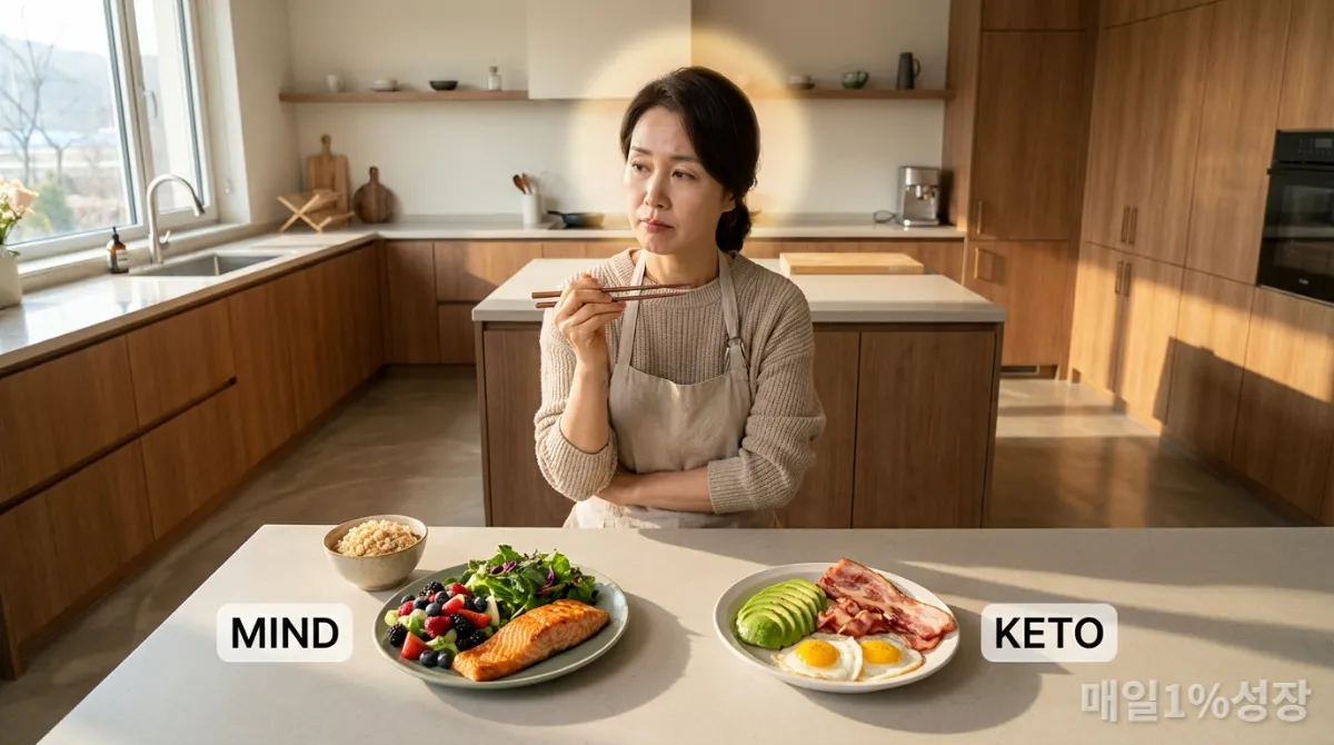 자신에게 맞는 뇌 건강 식단을 신중하게 선택하는 사람