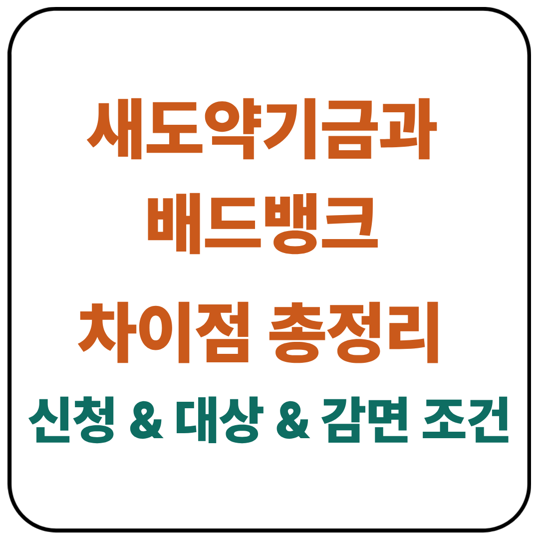새도약기금과 배드뱅크 차이점 총정리 / 신청 &amp; 대상 &amp; 감면 조건