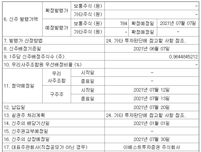 해성옵틱스유상증자일정