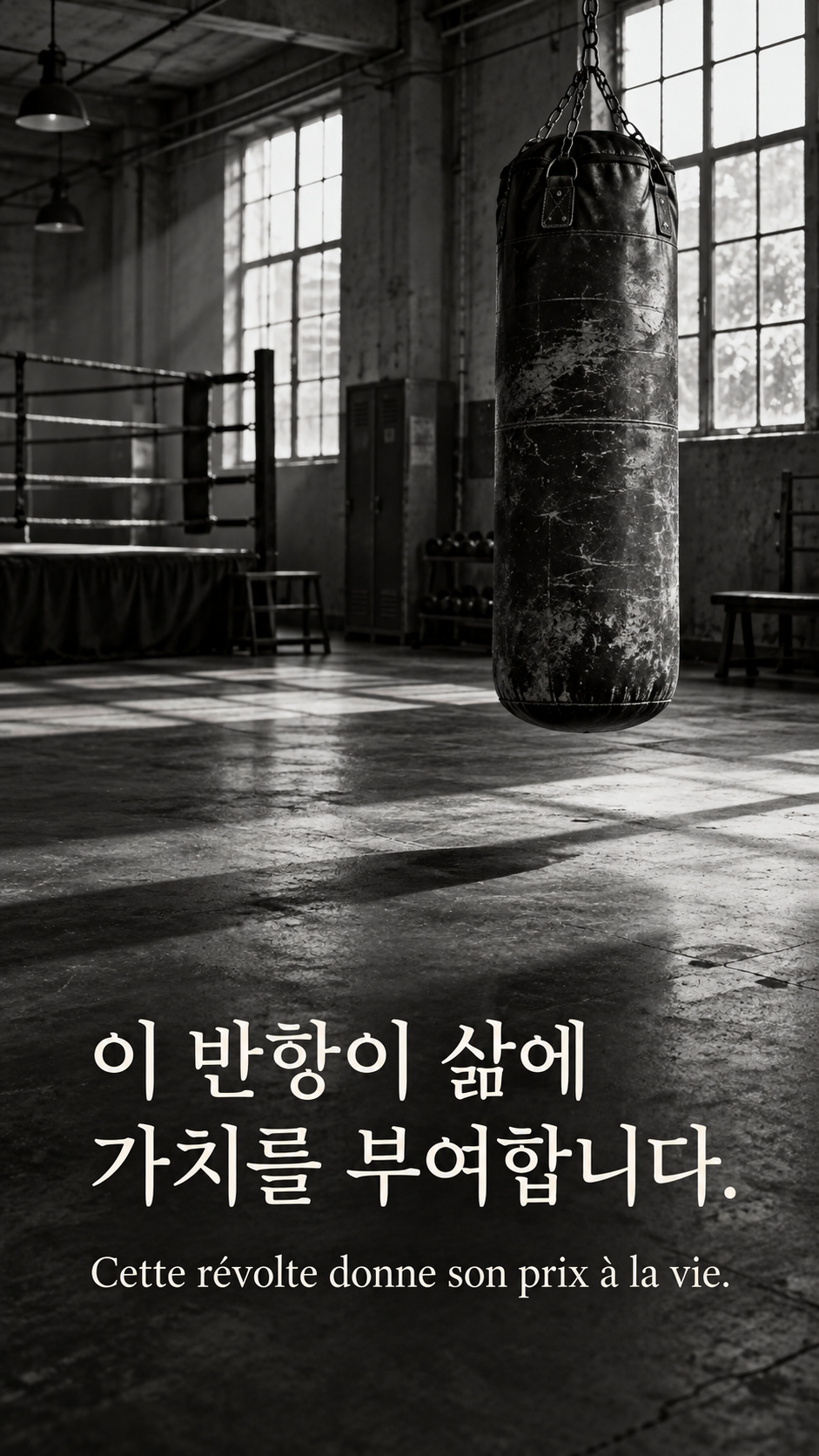 체념 대신 살아 있는 저항 &mdash; 낡은 샌드백이 있는 빈 체육관