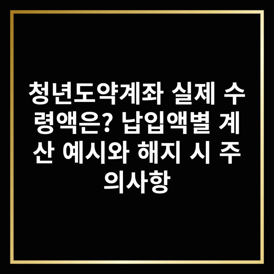 청년도약계좌 실제 수령액은? 납입액별 계산 예시와 해지 시 주의사항