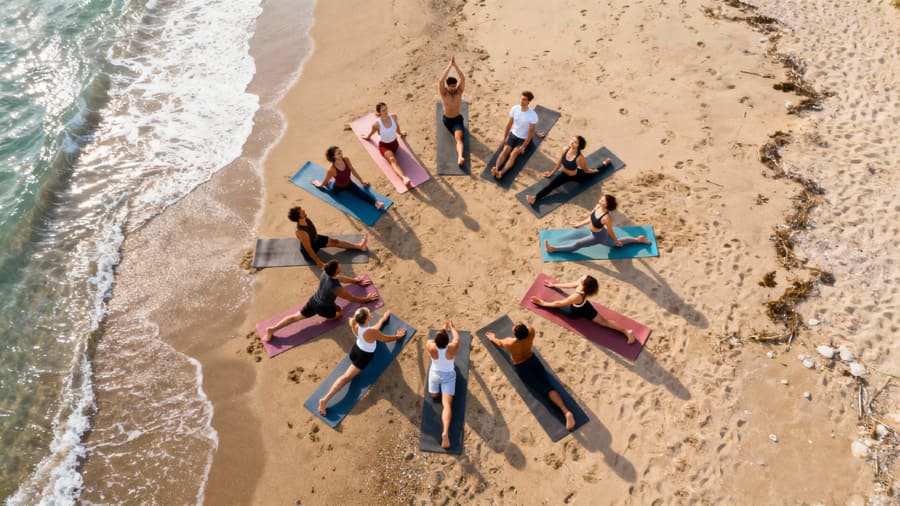 해변에서-즐기는-요가-클래스