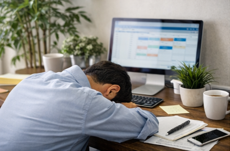 업무 시간에 집중 못하는 직장인 사진