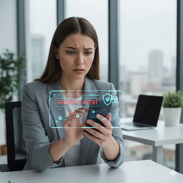 휴대폰으로 금융 보안 상태를 점검하는 장면