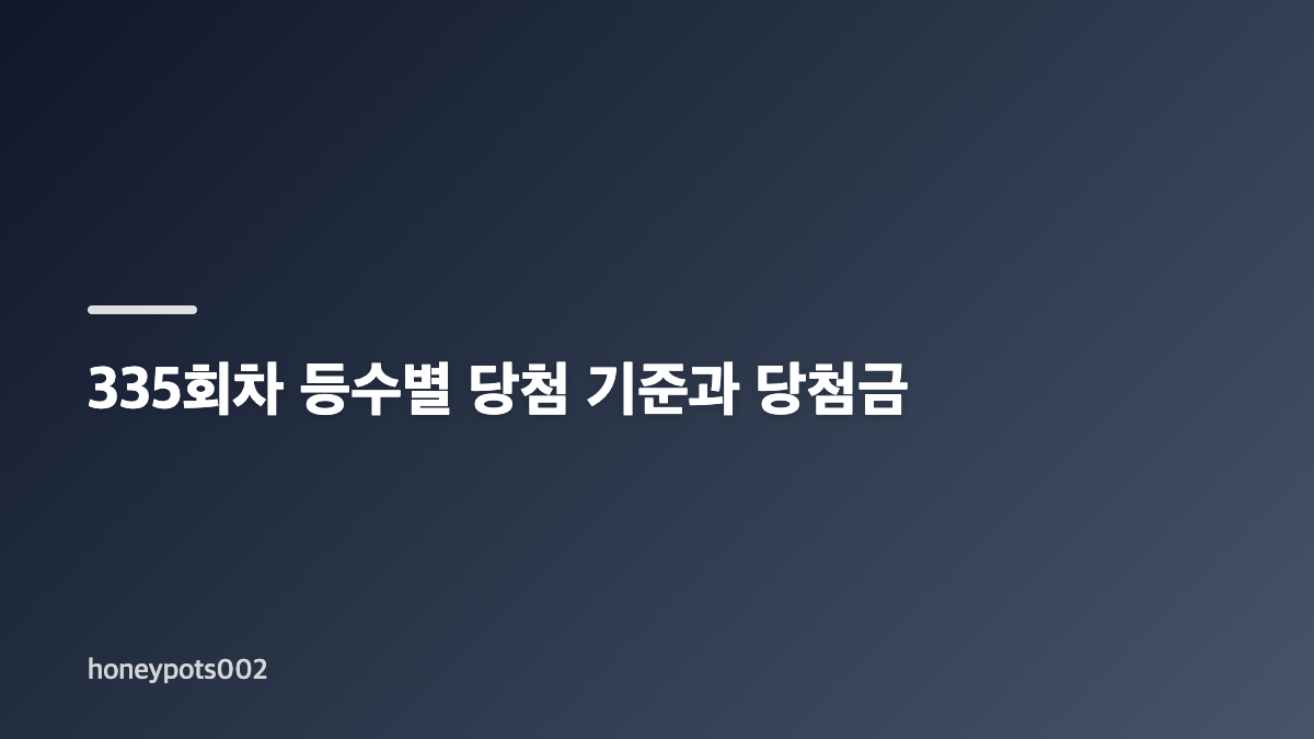 연금복권720+ 335회차 당첨번호와 1등 결과