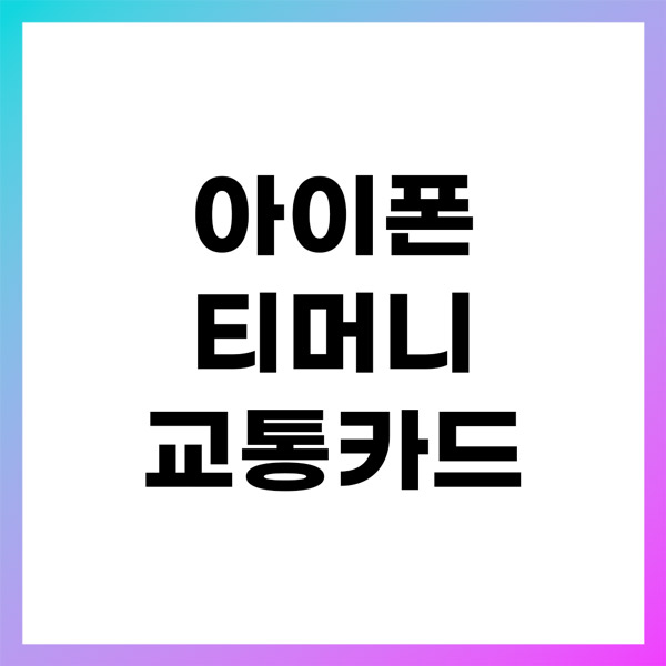 아이폰 티머니 교통카드 사용법 (2025 최신)