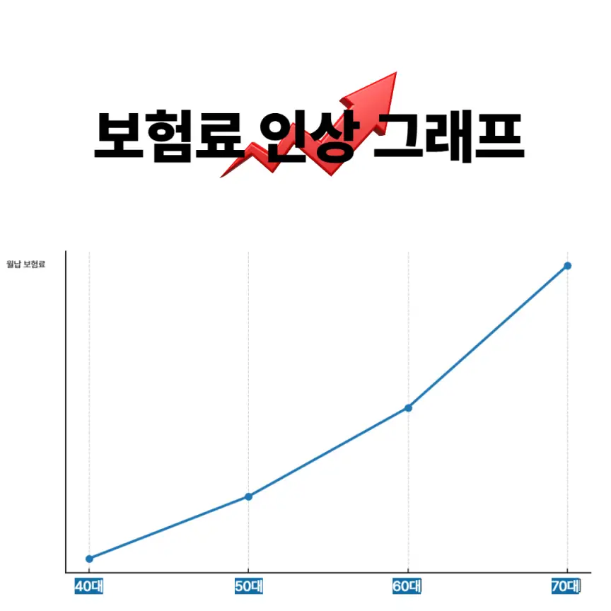 나이가 오를수록 보험료도 꾸준히 올라갑니다(설명 그래프)
